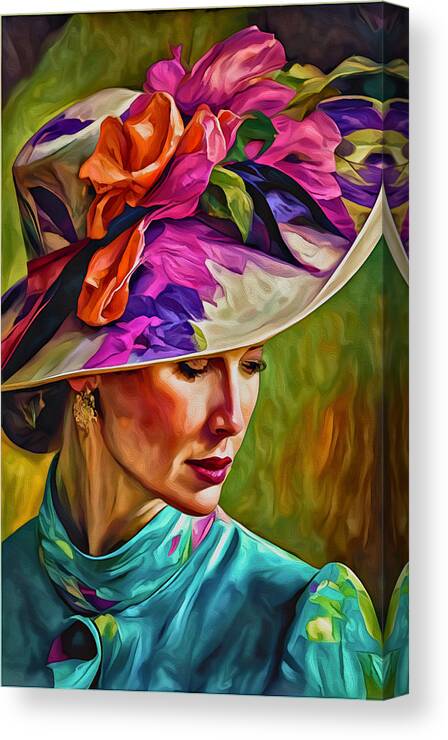 Horse Racing Canvas Print featuring the mixed media Demure at Ascot by Ann Leech