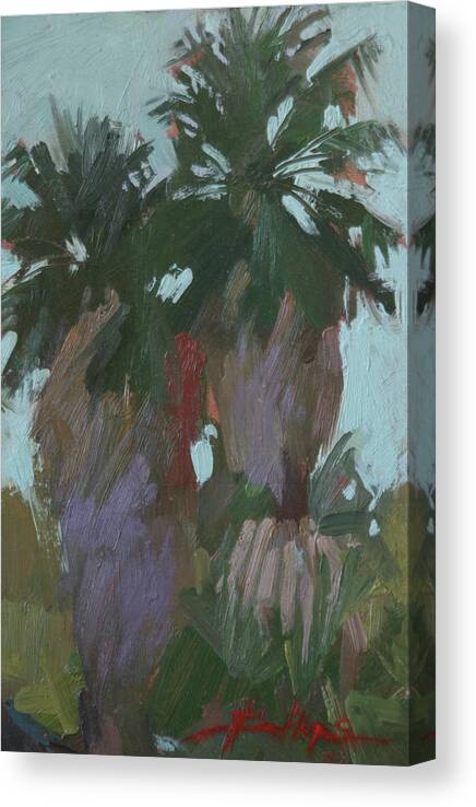 Palm Trees Canvas Print featuring the painting Desert Friends by Elizabeth J Billups