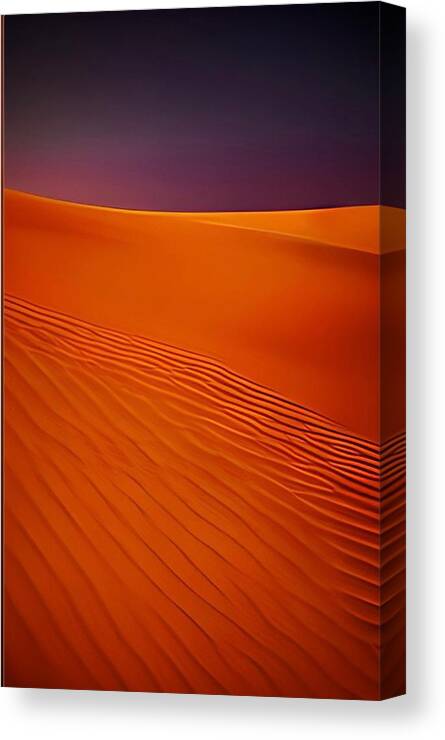 Shadowy Landscape Canvas Print featuring the painting Desert Sunset No3 by Bonnie Bruno