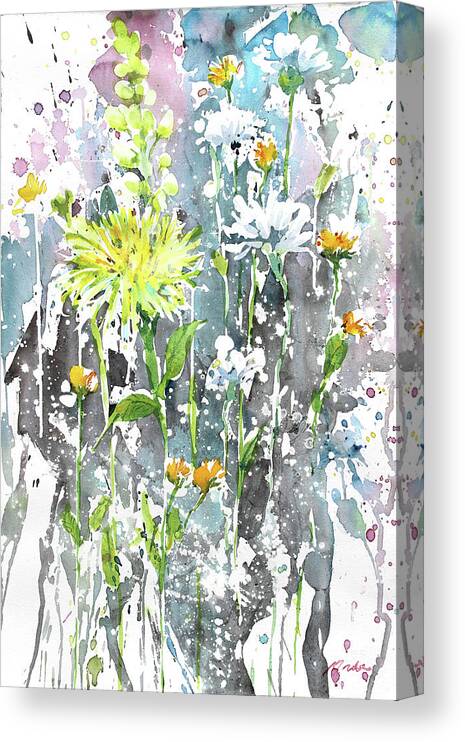 Flowers Canvas Print featuring the painting Diptych No.6 Flower Left by Sumiyo Toribe