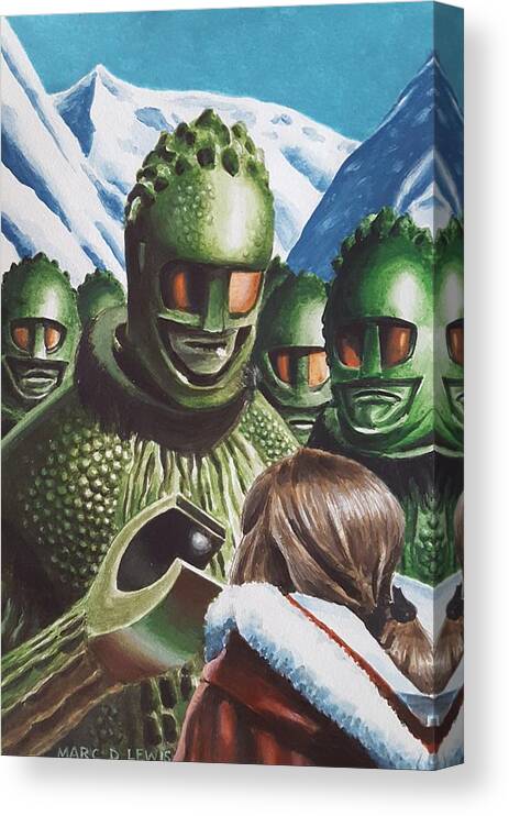 Dr Who Canvas Print featuring the painting Dr Who Doctor Who - Ice Warriors by Marc D Lewis