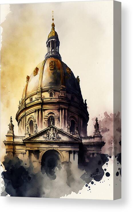 Paris Canvas Print featuring the painting Dome des Invalides by Kai Saarto