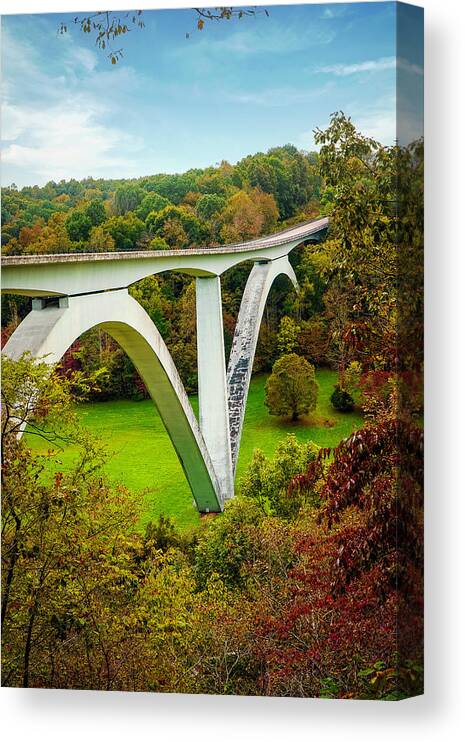 Double Arch Bridge Canvas Print featuring the mixed media Double Arch Bridge- Photo by Linda Woods by Linda Woods