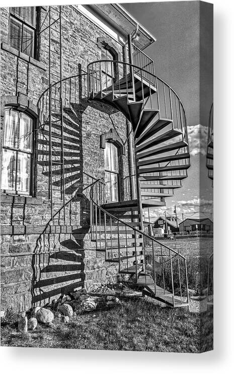 Spiral Canvas Print featuring the photograph Double Spiral Black And White by Lorraine Baum
