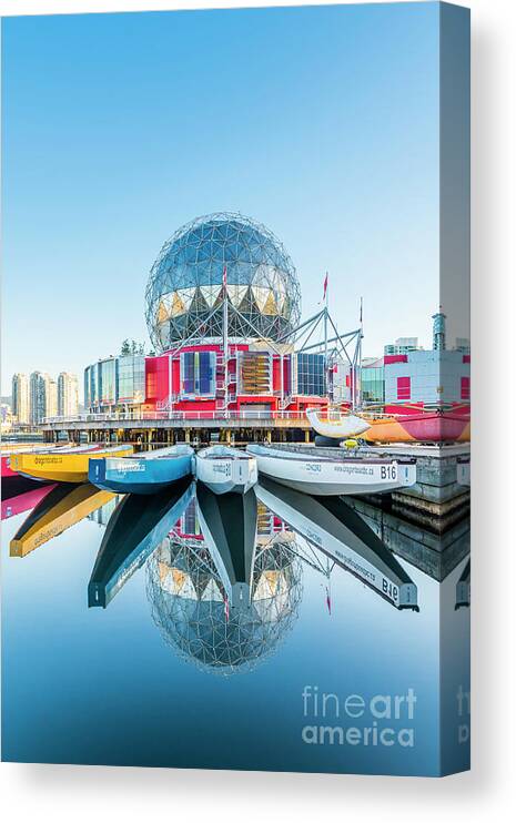 British Columbia Canvas Print featuring the photograph Dragonboats at Science World by Michael Wheatley