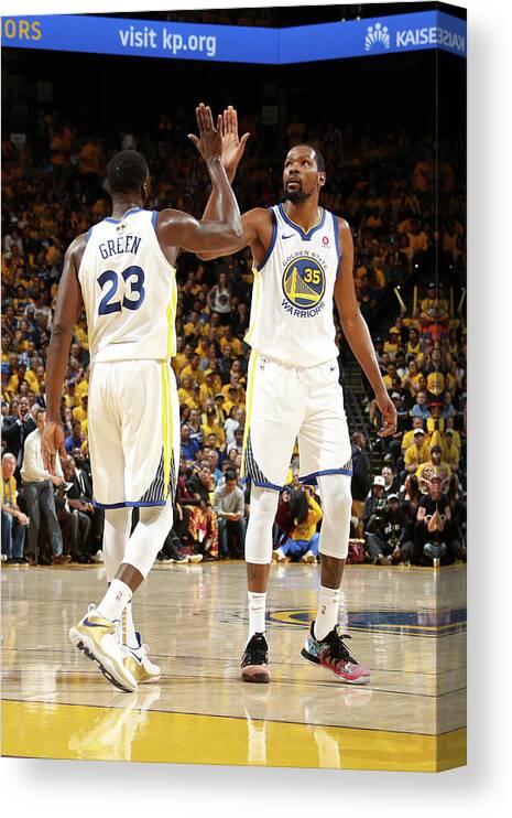 Draymond Green Canvas Print featuring the photograph Draymond Green and Kevin Durant by Nathaniel S. Butler