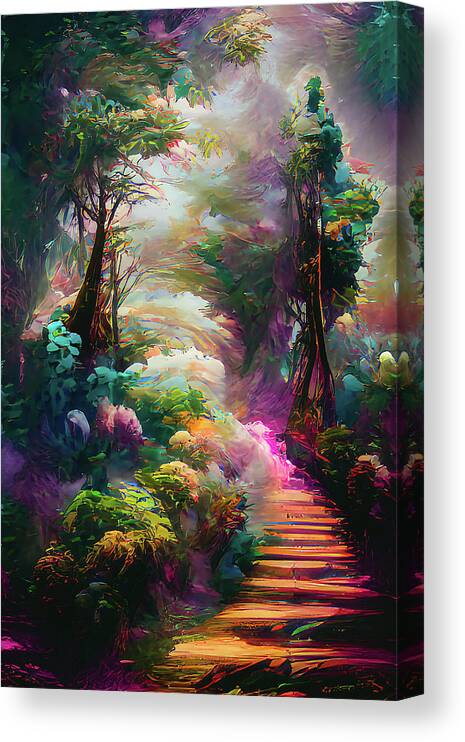 Mystical Canvas Print featuring the digital art Dream Forest Path by Rich Kovach