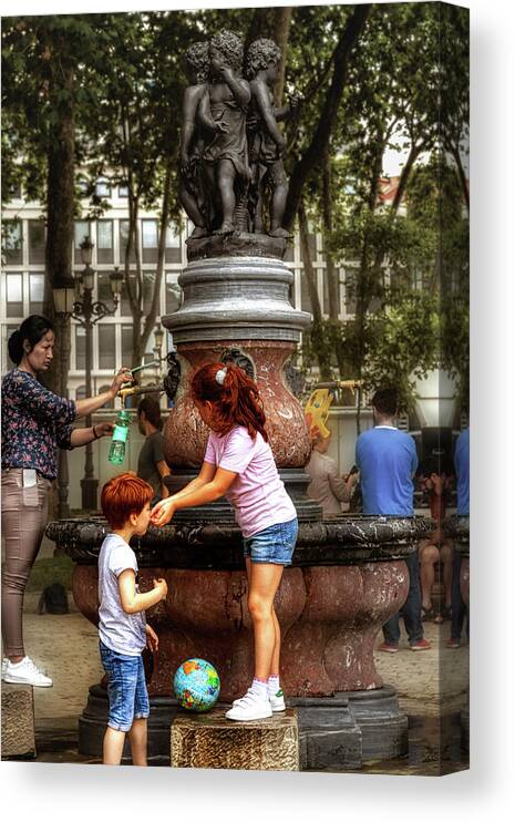 Red Canvas Print featuring the photograph Drink from your sister's hands by Micah Offman