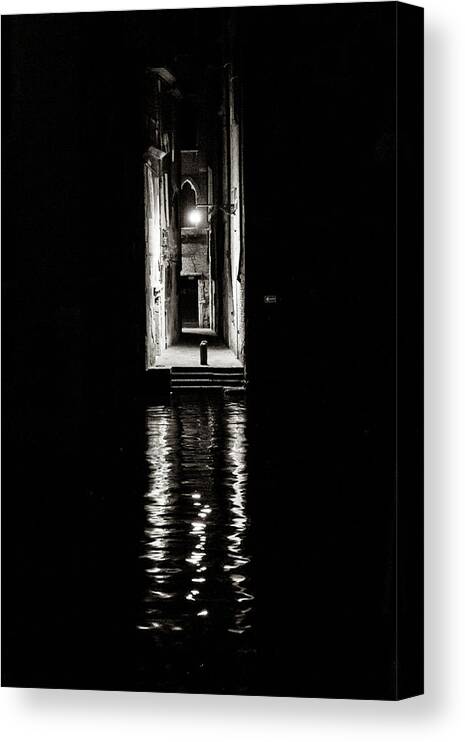 Fine Art Canvas Print featuring the photograph Dscf2685 - Night reflections, Venice by Marco Missiaja