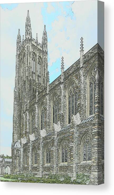 Duke Canvas Print featuring the photograph Duke Chapel by Minnie Gallman