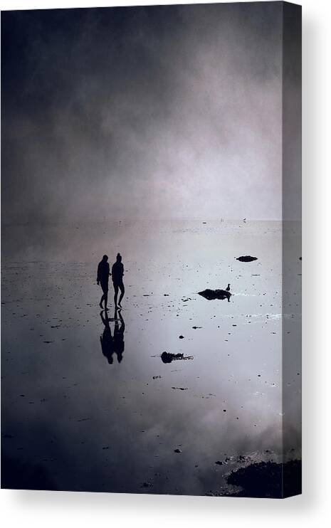 Silhouette Canvas Print featuring the digital art Dusk by Cambion Art