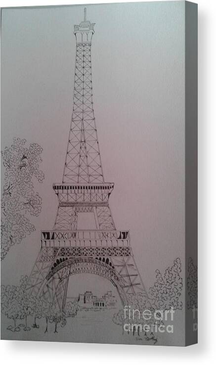 Paris Canvas Print featuring the drawing Effiel Tower by Donald Northup