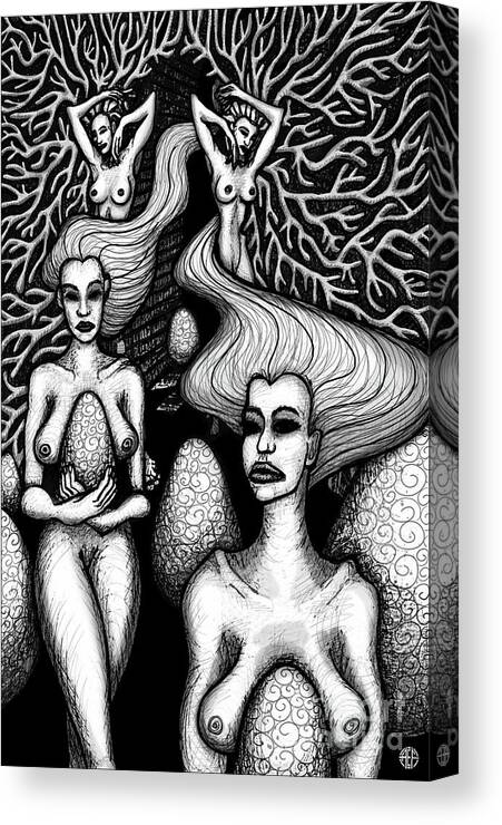 Feminist Canvas Print featuring the drawing Egg Argosy by Amy E Fraser