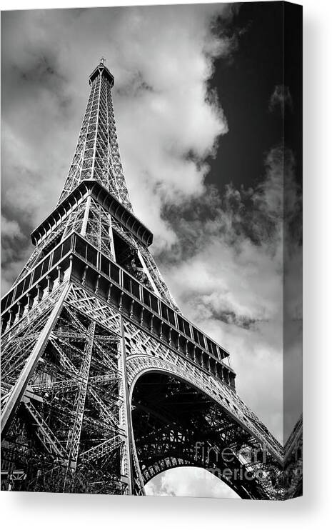 Eiffel Canvas Print featuring the photograph Eiffel tower in black and white by Delphimages Paris Photography