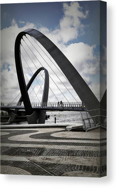 Perth Canvas Print featuring the photograph Elizabeth Quay Pedestrian Bridge, Perth, Western Australia by Elaine Teague