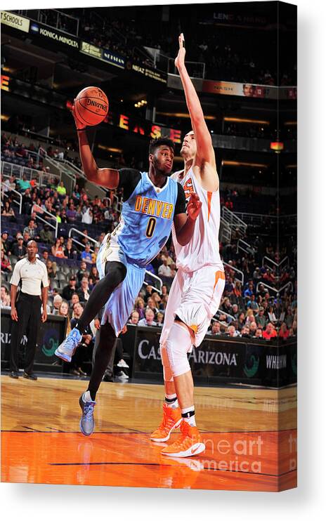 Nba Pro Basketball Canvas Print featuring the photograph Emmanuel Mudiay by Barry Gossage