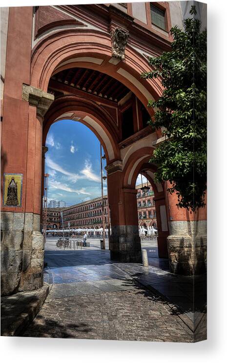 Arch Canvas Print featuring the photograph Entrance to Plaza de la Corredera by Micah Offman