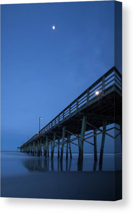 Carolina Coast Canvas Print featuring the photograph Evening at the Pier - Topsail Island by Mike McGlothlen