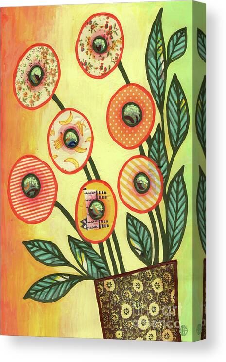 Flowers In A Vase Canvas Print featuring the painting Fall Picnic Bouquet by Amy E Fraser