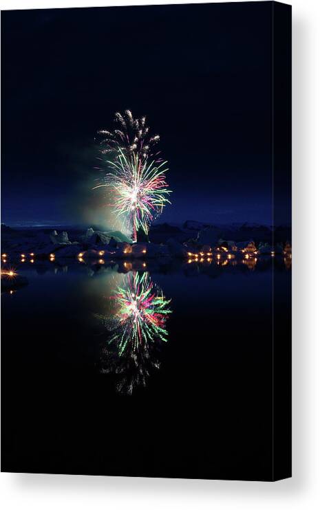 Fireworks Canvas Print featuring the photograph Fire and ice #5 by Christopher Mathews