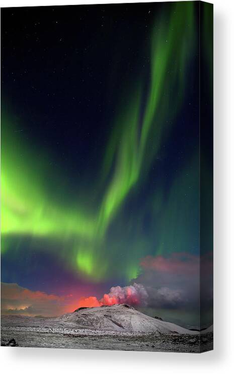 Iceland Canvas Print featuring the photograph Fire and light #1 by Christopher Mathews