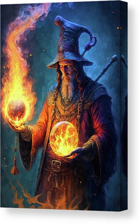 Magician Canvas Print featuring the digital art Fire Magician 01 by Matthias Hauser