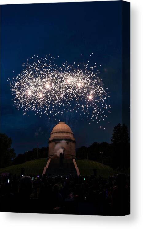 Fireworks Canvas Print featuring the photograph Fireworks at McKinley Memorial 5 by Rosette Doyle