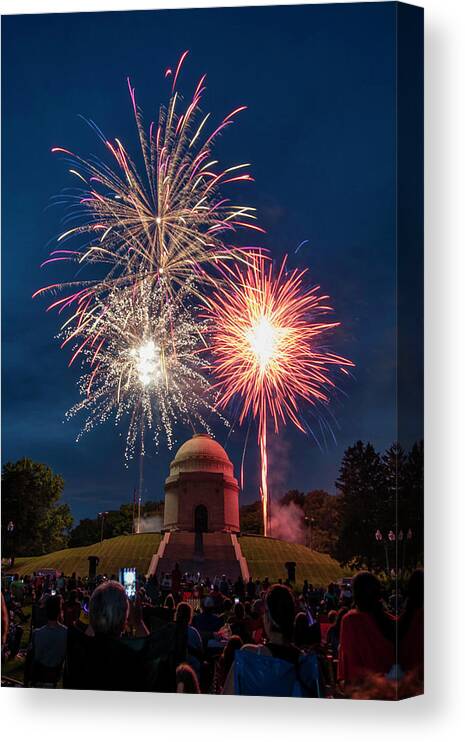 Fireworks Canvas Print featuring the photograph Fireworks at McKinley Memorial by Rosette Doyle