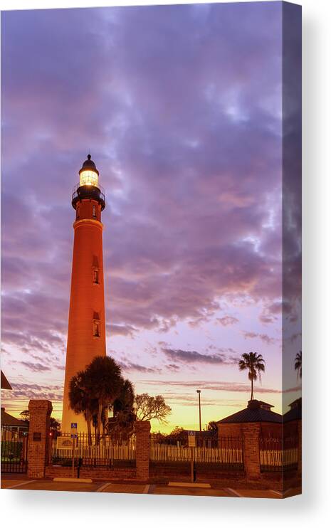 Donnatwifordphotography Canvas Print featuring the photograph First Light at Ponce De Leon Lighthouse by Donna Twiford