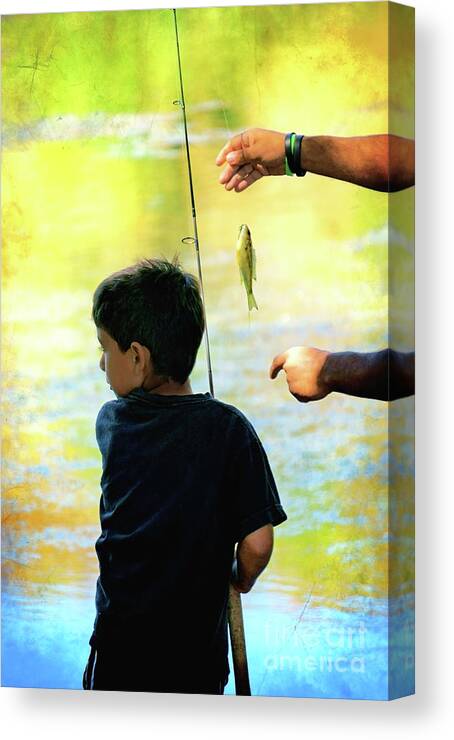 Fish Canvas Print featuring the photograph Fishing at Sunset by Ellen Cotton
