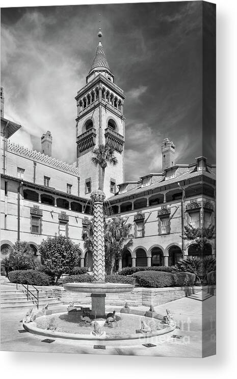 Flagler College Canvas Print featuring the photograph Flagler College Courtyard Fountain by University Icons