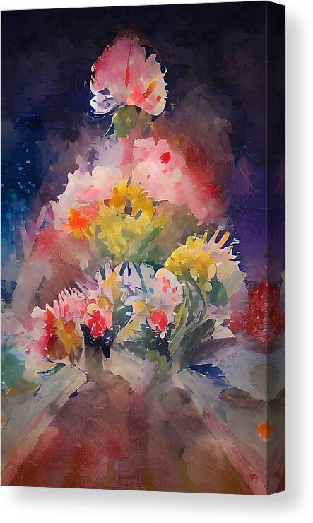  Canvas Print featuring the digital art Flower Full by Rod Turner