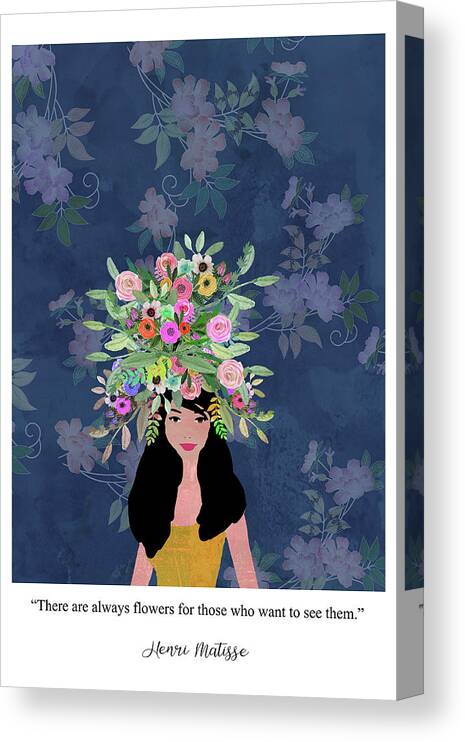 Collage Canvas Print featuring the mixed media Flower Power by Claudia Schoen