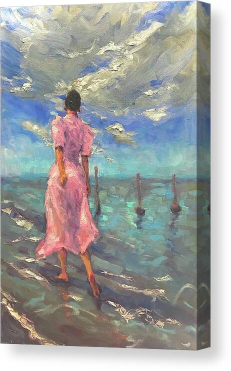 Female Canvas Print featuring the painting Footprints by Ashlee Trcka