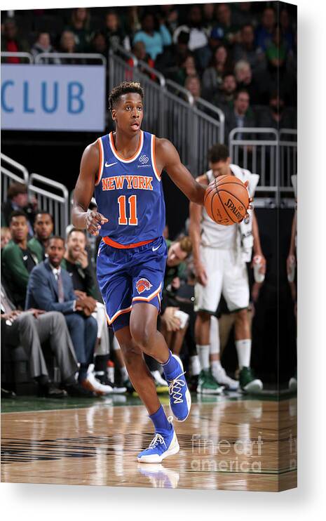 Frank Ntilikina Canvas Print featuring the photograph Frank Ntilikina by Gary Dineen