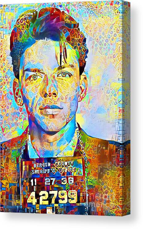 Wingsdomain Canvas Print featuring the photograph Frank Sinatra in Contemporary Vibrant Happy Color Motif 20200427 by Wingsdomain Art and Photography