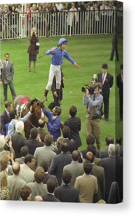 Number 7 Canvas Print featuring the photograph Frankie Dettori Seven Winners by Getty Images