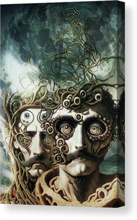 Foggy Canvas Print featuring the digital art Frayed Thinking by Ally White