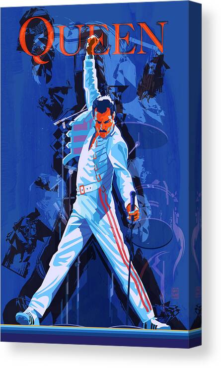 Freddie Mercury Illustration Canvas Print featuring the digital art Freddie Mercury Illustration by Garth Glazier