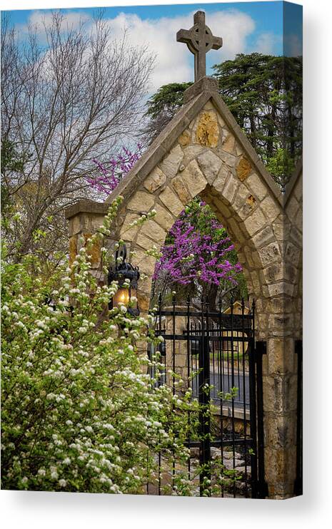 Boerne Canvas Print featuring the photograph Garden Gate in Spring by Lynn Bauer