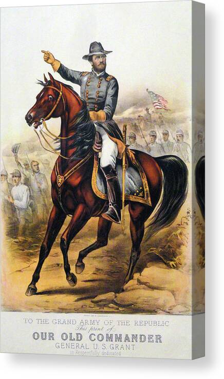 General Canvas Print featuring the drawing General Ulysses S Grant by Mountain Dreams