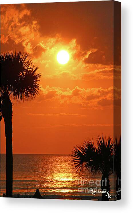 Nature Canvas Print featuring the photograph Glorious Sunset Over the Gulf by Mariarosa Rockefeller