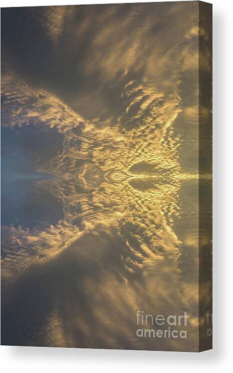 Clouds Canvas Print featuring the digital art Golden clouds in the sunset sky 1 by Adriana Mueller