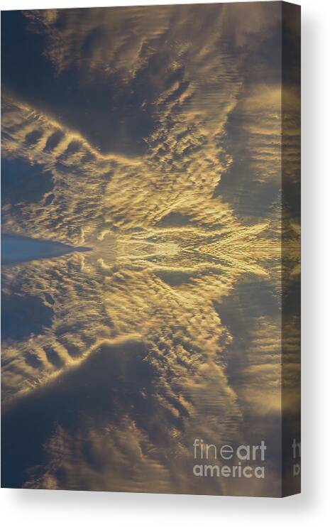 Clouds Canvas Print featuring the digital art Golden clouds in the sunset sky 3 by Adriana Mueller