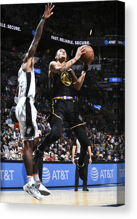 Jordan Poole Canvas Print featuring the photograph Golden State Warriors v San Antonio Spurs by Michael Gonzales