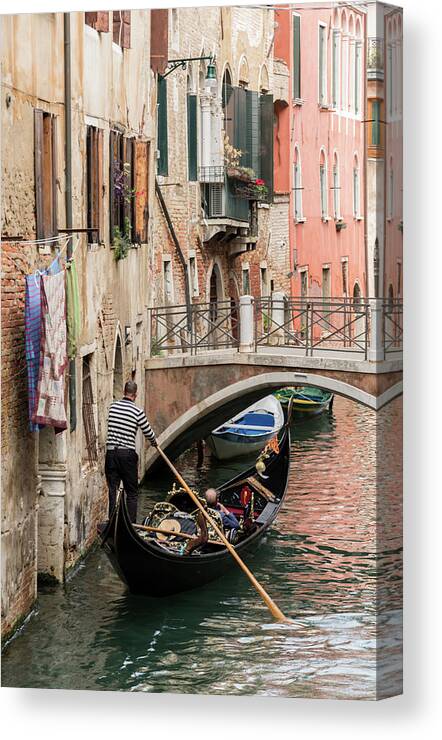 Italy Canvas Print featuring the photograph Gondolier, Venice, Italy by Sarah Howard