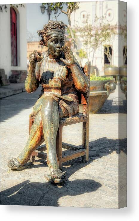 Camaguey Canvas Print featuring the photograph Gossiping woman 2 by Martha J. Perez by Micah Offman
