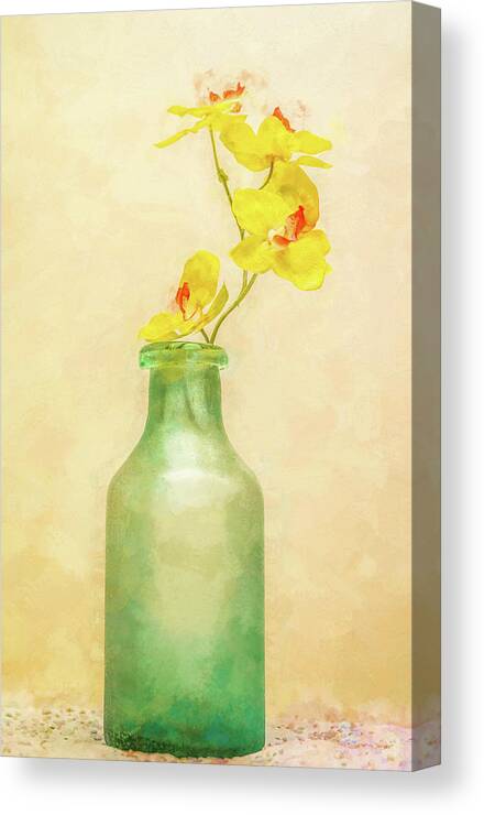Orchids Canvas Print featuring the photograph Green Bottle of Orchids by Kevin Lane