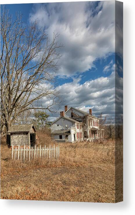 White Fence Canvas Print featuring the photograph Haunted Pump House by David Letts