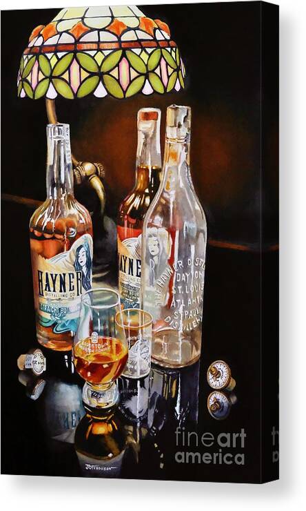 Bourbon Canvas Print featuring the painting Hayner Whiskey by Jeanette Ferguson